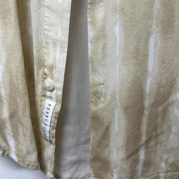 Silky Perry Ellis Dress Shirt Cream Print S - Picture 4 of 6